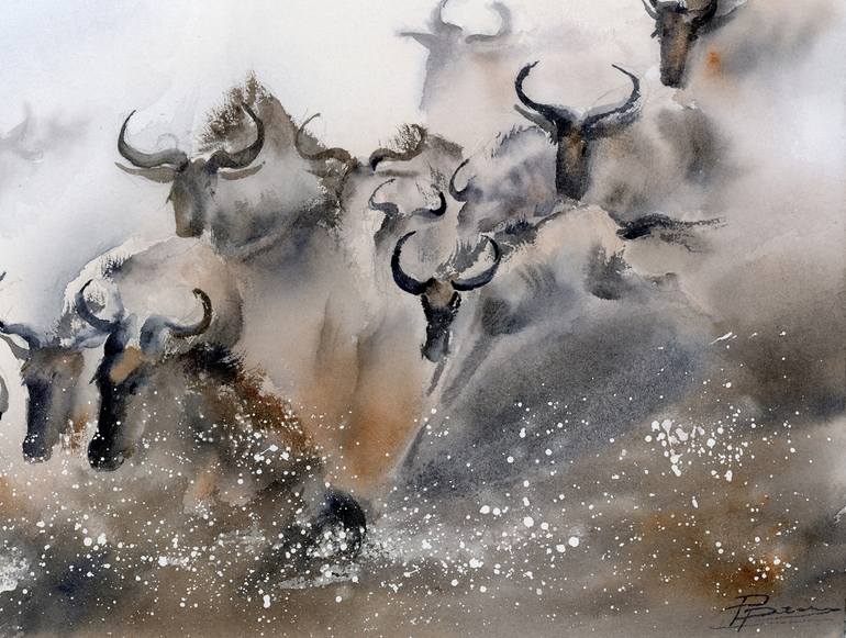 Original Impressionism Animal Painting by Olga Tchefranov