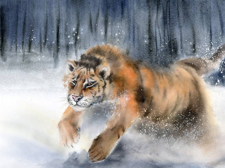 Original Impressionism Animal Painting by Olga Tchefranov