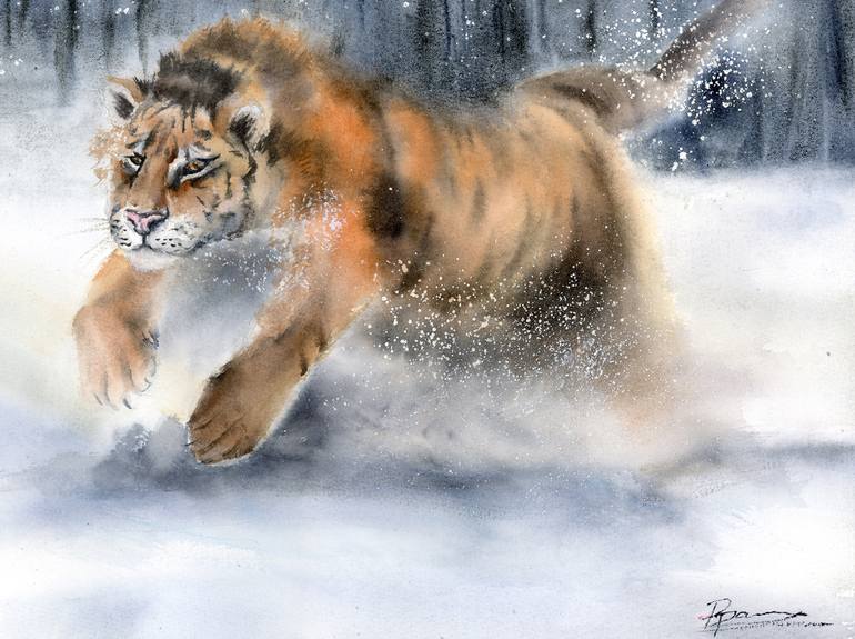 Original Impressionism Animal Painting by Olga Tchefranov