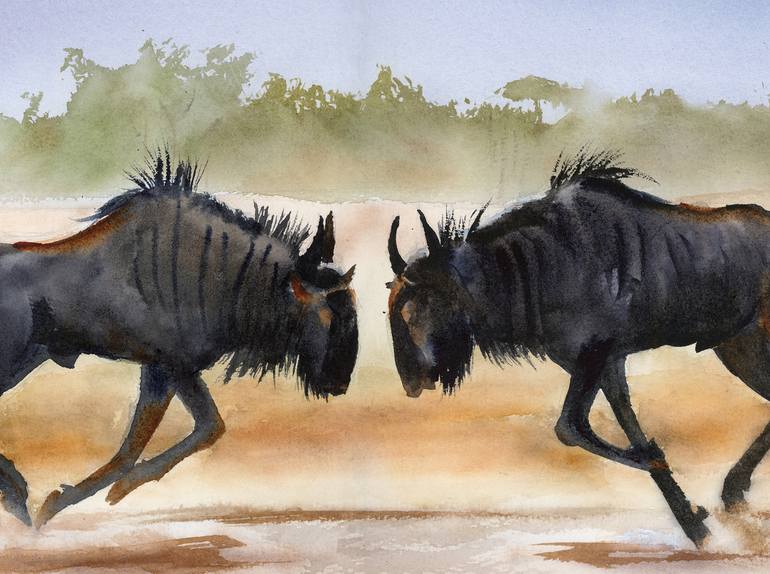 Original Impressionism Animal Painting by Olga Tchefranov