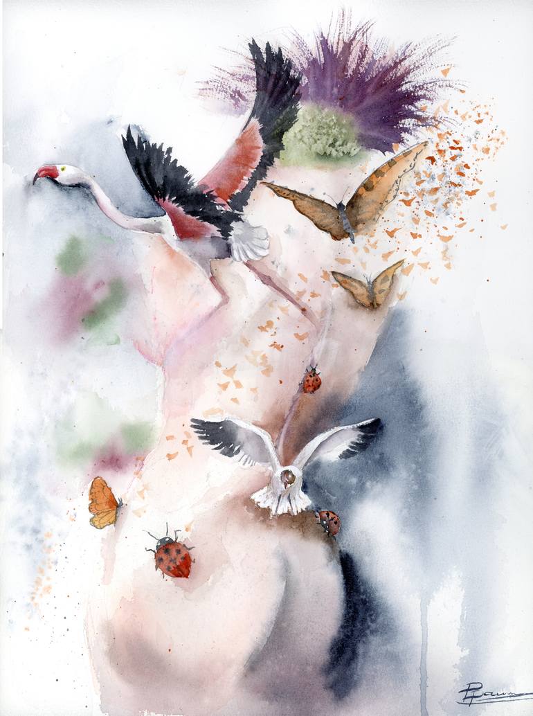 BEE EATER BIRD ON THE BRANCH Painting by Olga Tchefranov | Saatchi Art
