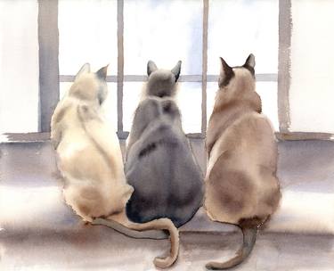 Print of Cats Paintings by Olga Tchefranov