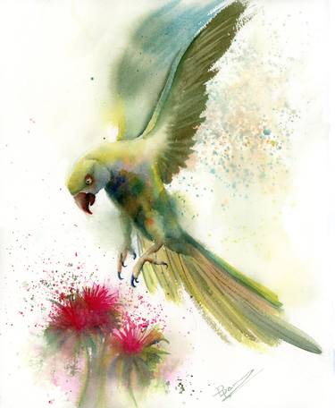 Parrots and flower thumb