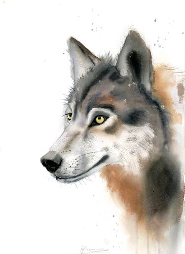Watercolor wolf thumb