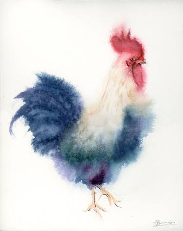 Watercolor Rooster Painting thumb