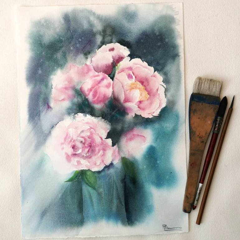 Original Abstract Floral Painting by Olga Tchefranov