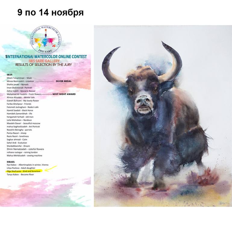 Original Cows Painting by Olga Tchefranov