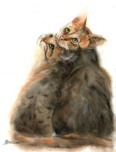 Original Fine Art Cats Paintings by Olga Tchefranov