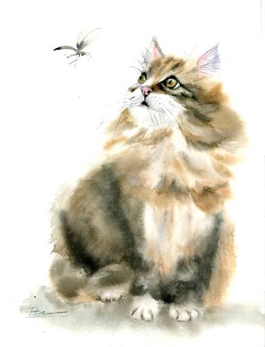 Original Fine Art Cats Paintings by Olga Tchefranov