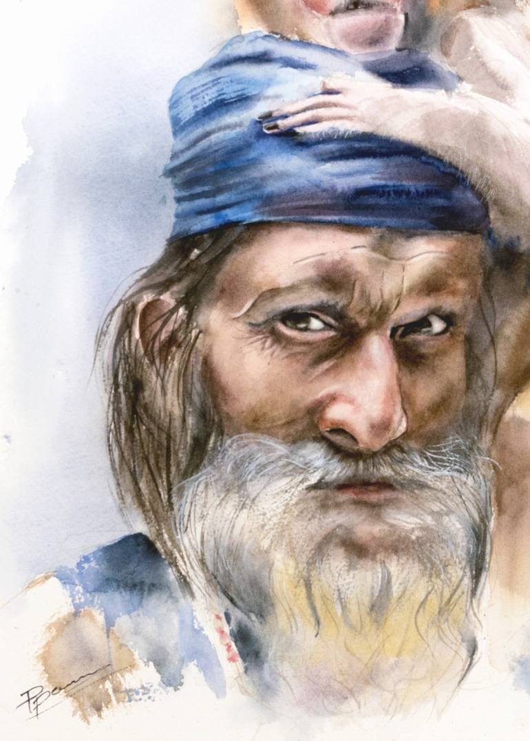 Original Abstract Men Painting by Olga Tchefranov