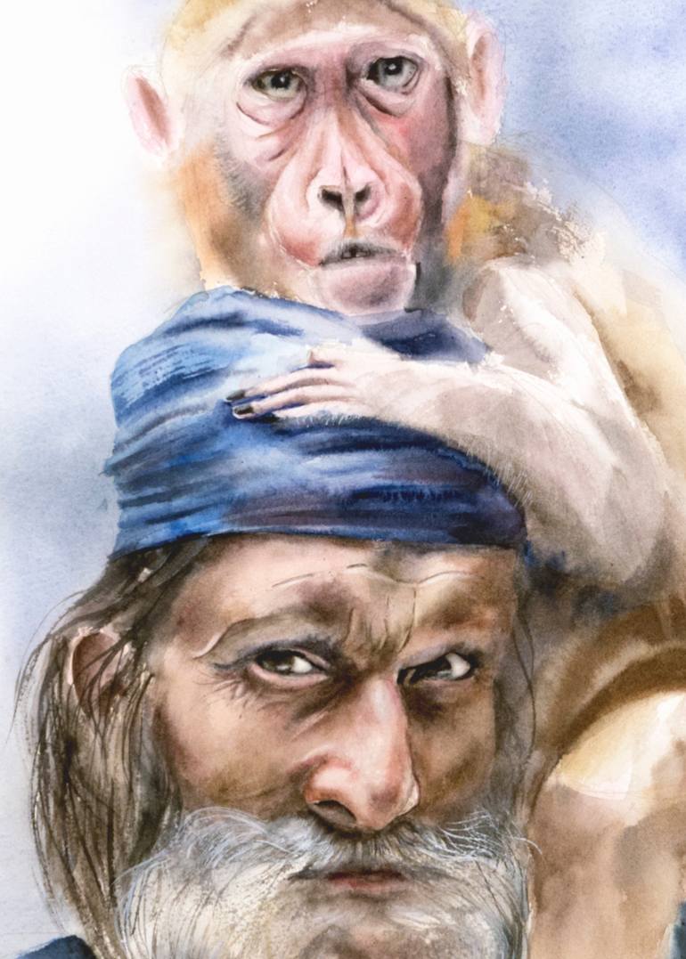 Original Abstract Men Painting by Olga Tchefranov