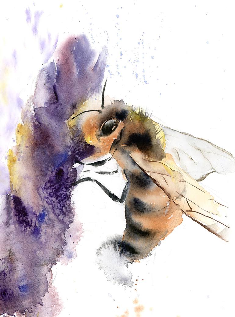 Bee, Bee Art, Bee Painting, Bumblebee, Honeybee, Bee On Flower