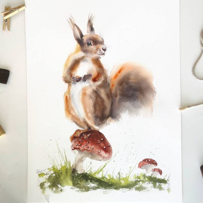Original Illustration Animal Painting by Olga Tchefranov
