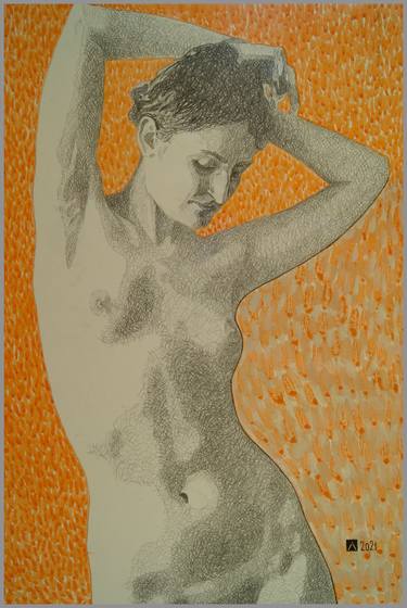 Original Expressionism Nude Drawings by Yurii Dovhaliuk