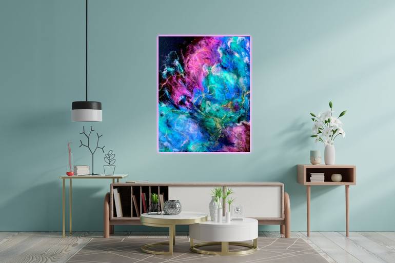 Original Abstract Expressionism Outer Space Mixed Media by Tiffani Buteau