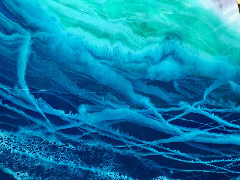 Captive- Huge Triptych Resin Painting. Ocean Waves. Pour painting