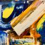Detail shot showing rich oil texture and bold color contrasts