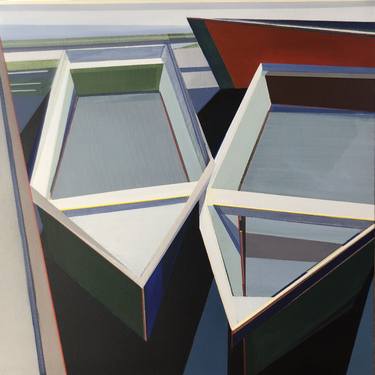 Original Geometric Boat Paintings by Shilo Ratner