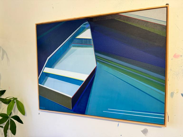 Original Geometric Boat Painting by Shilo Ratner