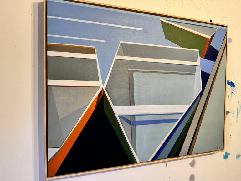 Original Geometric Boat Painting by Shilo Ratner