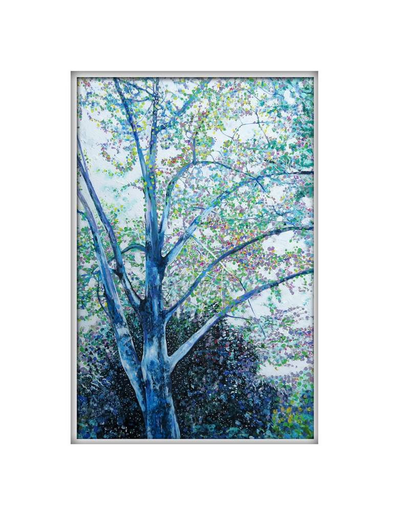 Original Impressionism Tree Painting by Roz Edwards