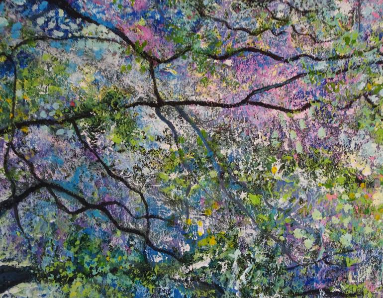 Original Impressionism Tree Painting by Roz Edwards