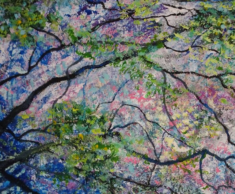 Original Impressionism Tree Painting by Roz Edwards