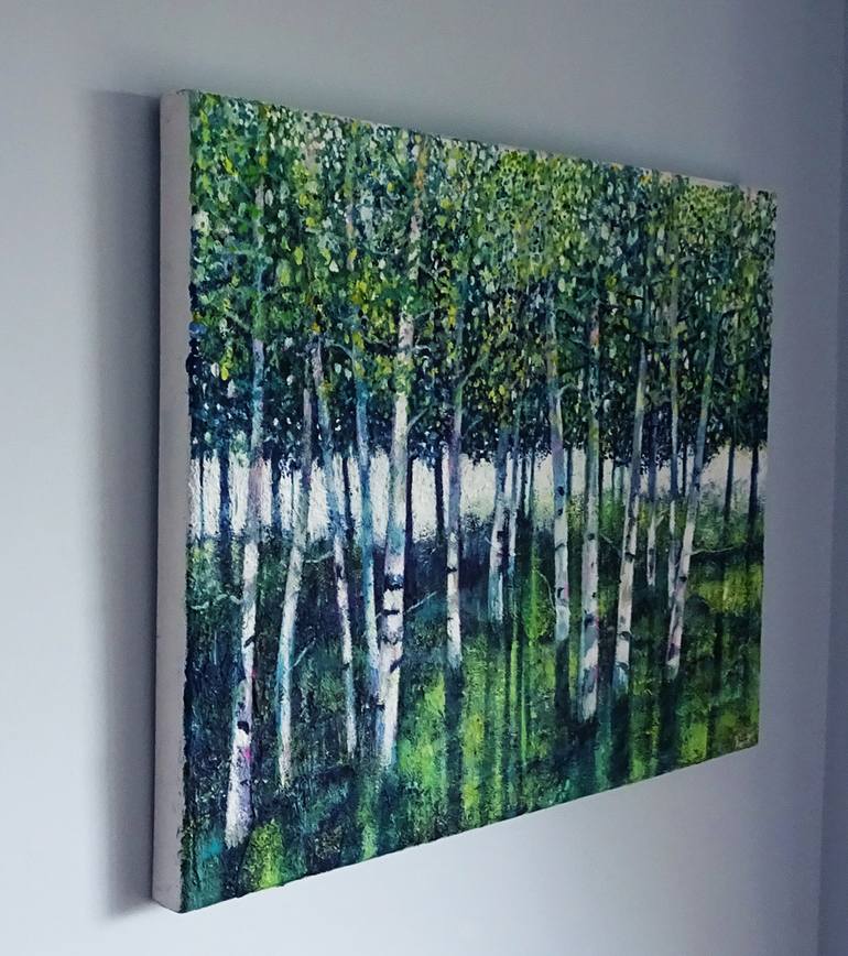 Original Impressionism Tree Painting by Roz Edwards