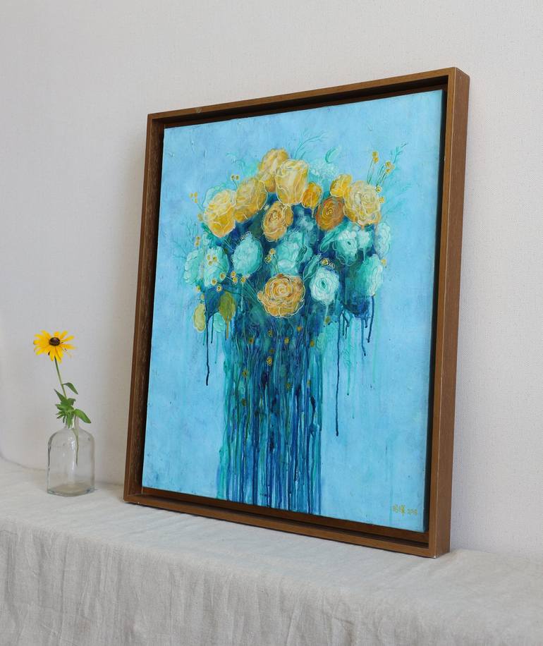 Original Art Deco Floral Painting by Zhaohui Yang