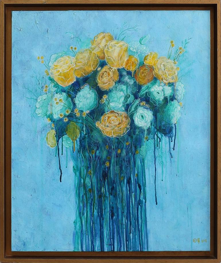 Original Art Deco Floral Painting by Zhaohui Yang