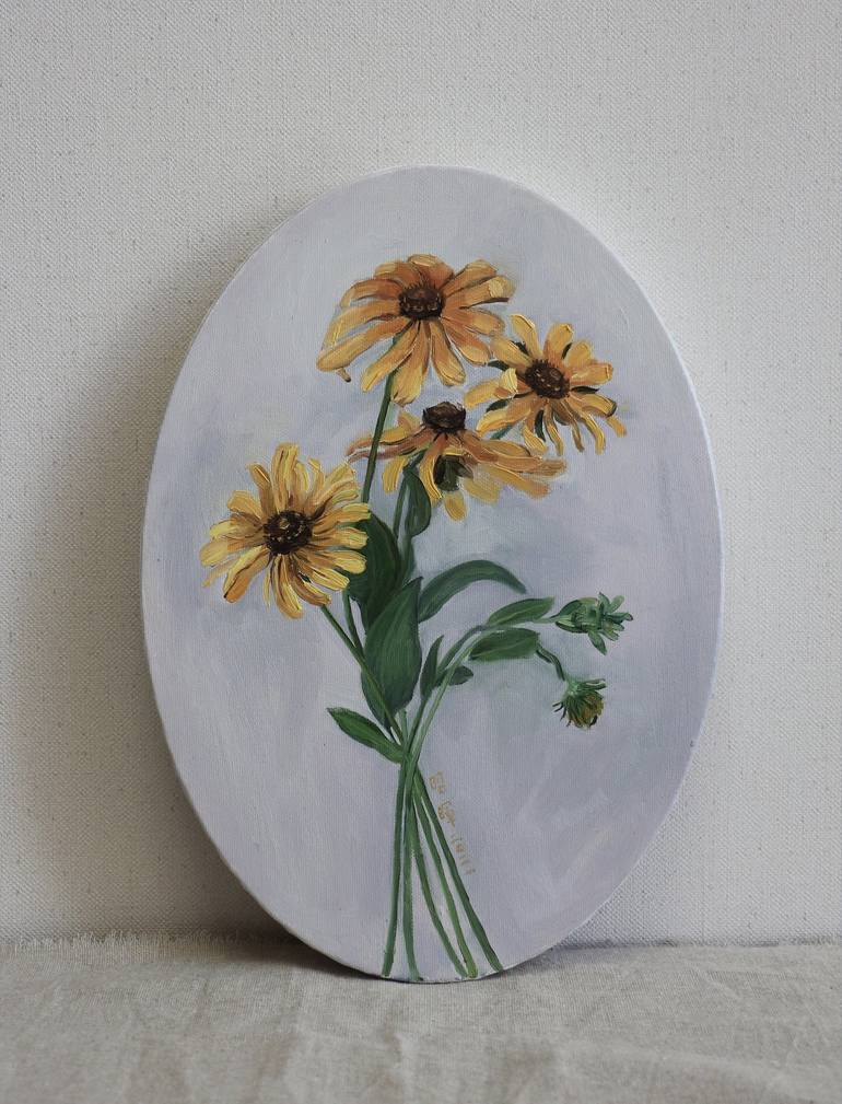 Original Art Deco Floral Painting by Zhaohui Yang