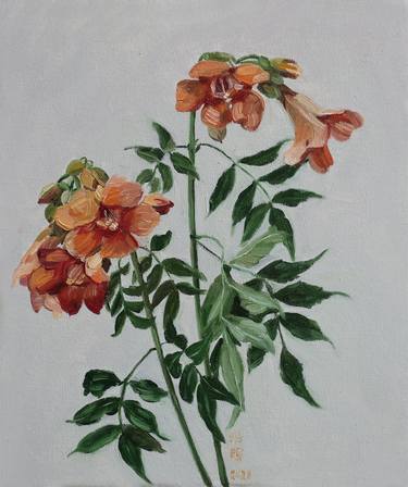 Original Art Deco Floral Paintings by Zhaohui Yang