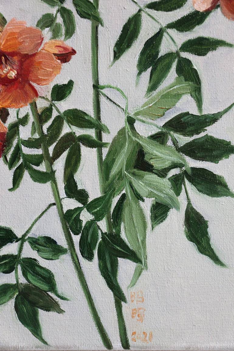 Original Art Deco Floral Painting by Zhaohui Yang