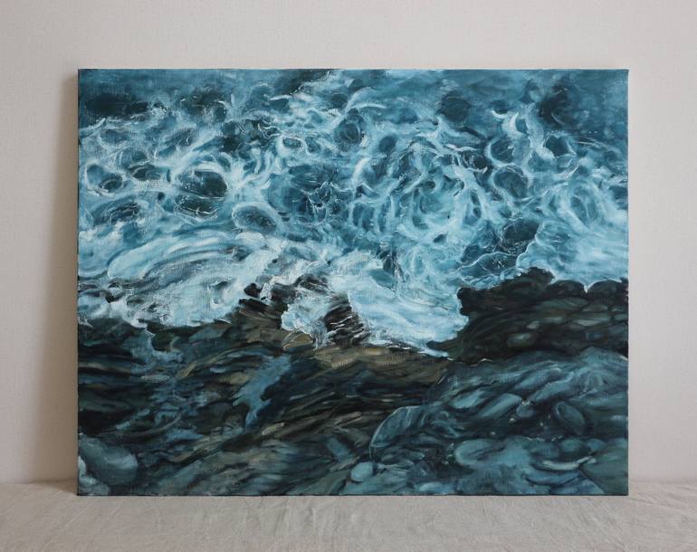 Original Art Deco Seascape Painting by Zhaohui Yang