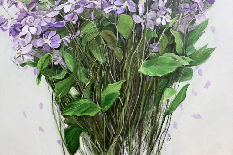Original Art Deco Floral Painting by Zhaohui Yang