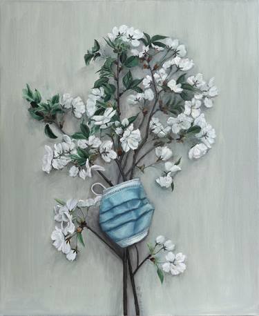 epidemic art - mask - still life - pear flower blossom thumb