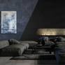 Blue white abstract painting in a modern apartment