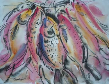 Print of Fish Paintings by Nataliia Zhuravlova