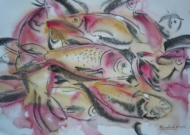 Original Modern Fish Paintings by Nataliia Zhuravlova