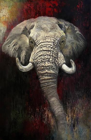 The Gentle Giant, original elephant painting thumb