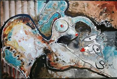 Print of Abstract Expressionism Women Paintings by Stefan DIMOVSKI