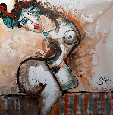 Print of Expressionism Women Paintings by Stefan DIMOVSKI