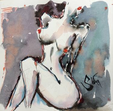Print of Expressionism Nude Drawings by Stefan DIMOVSKI
