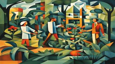 Print of Cubism Abstract Digital by Martin William Cadogan