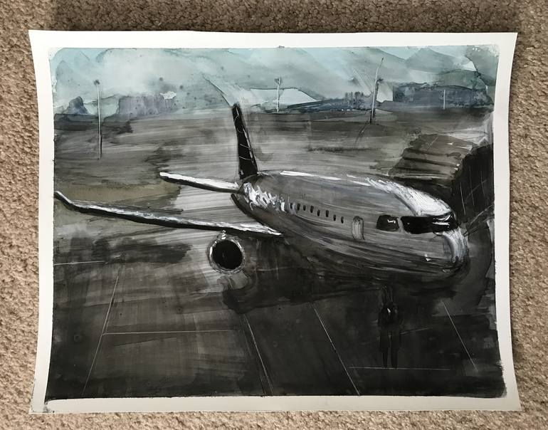 Original Conceptual Airplane Painting by Christopher Vasil
