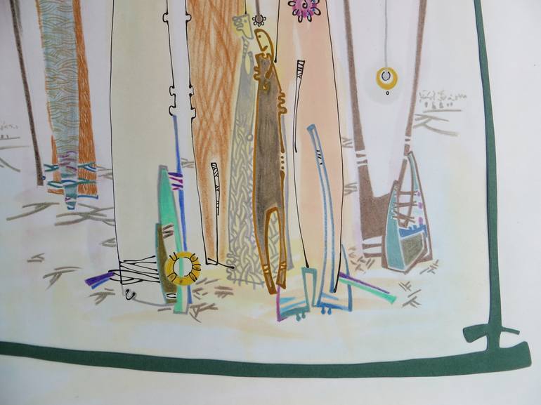 Original Folk Architecture Drawing by Mariana Bondarciuc