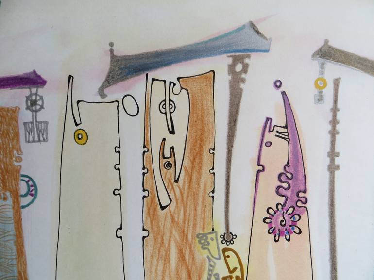 Original Folk Architecture Drawing by Mariana Bondarciuc