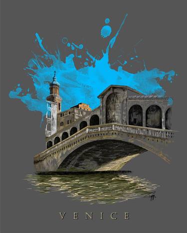Rialto bridge, Venice on dark background 2 thumb