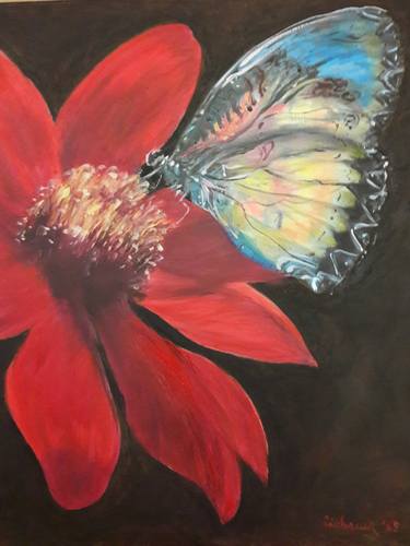 Original Art Deco Floral Painting by Ciobanu Veronica