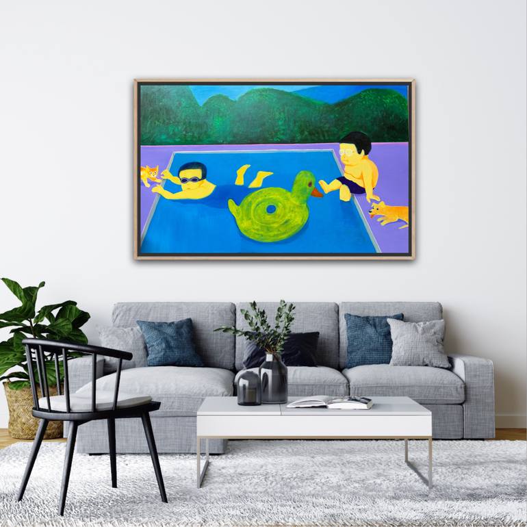 Original Art Deco Children Painting by Thanh Hien Vu